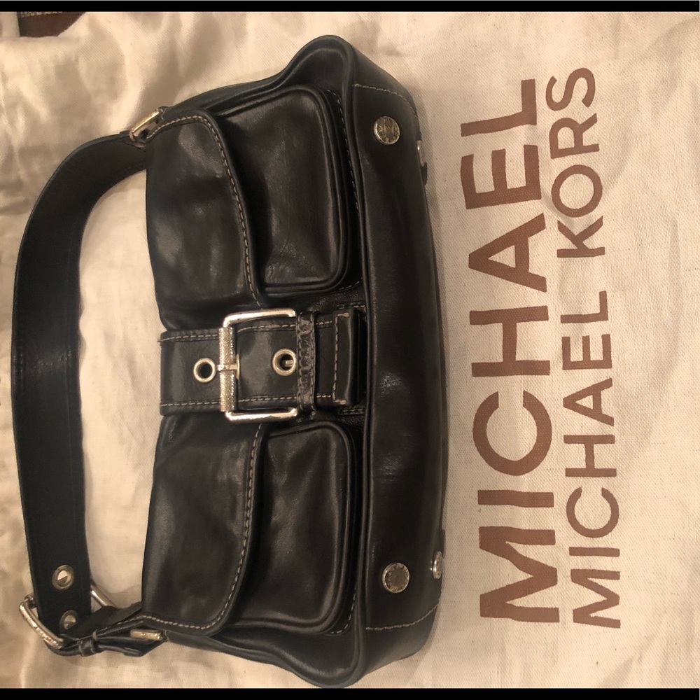 Black leather hand bag